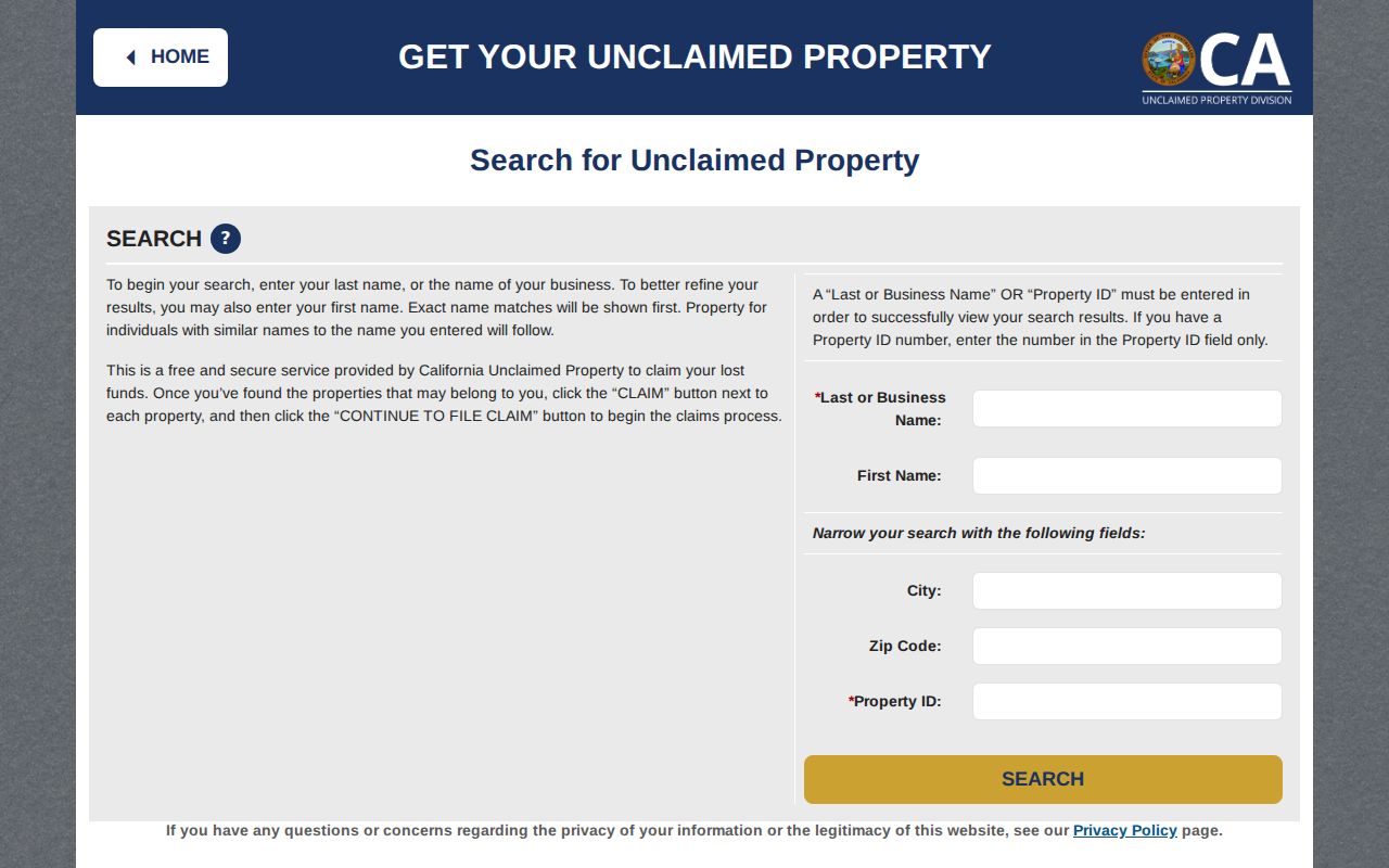 Ridgecrest residents directory unclaimed property search