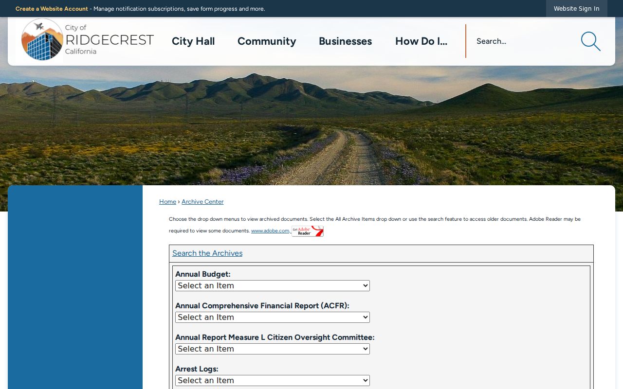 Ridgecrest residents directory city archive records