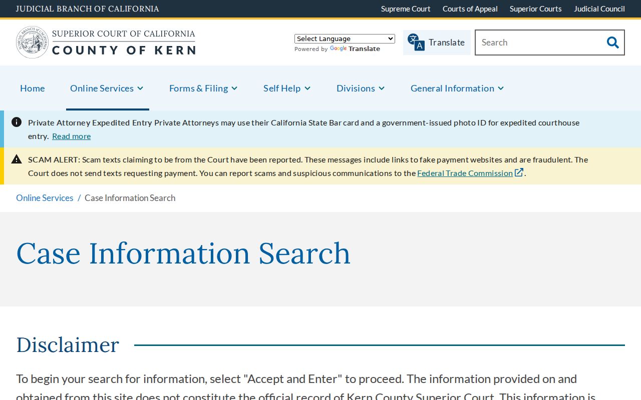 Ridgecrest resident lookup Kern eCourt case search